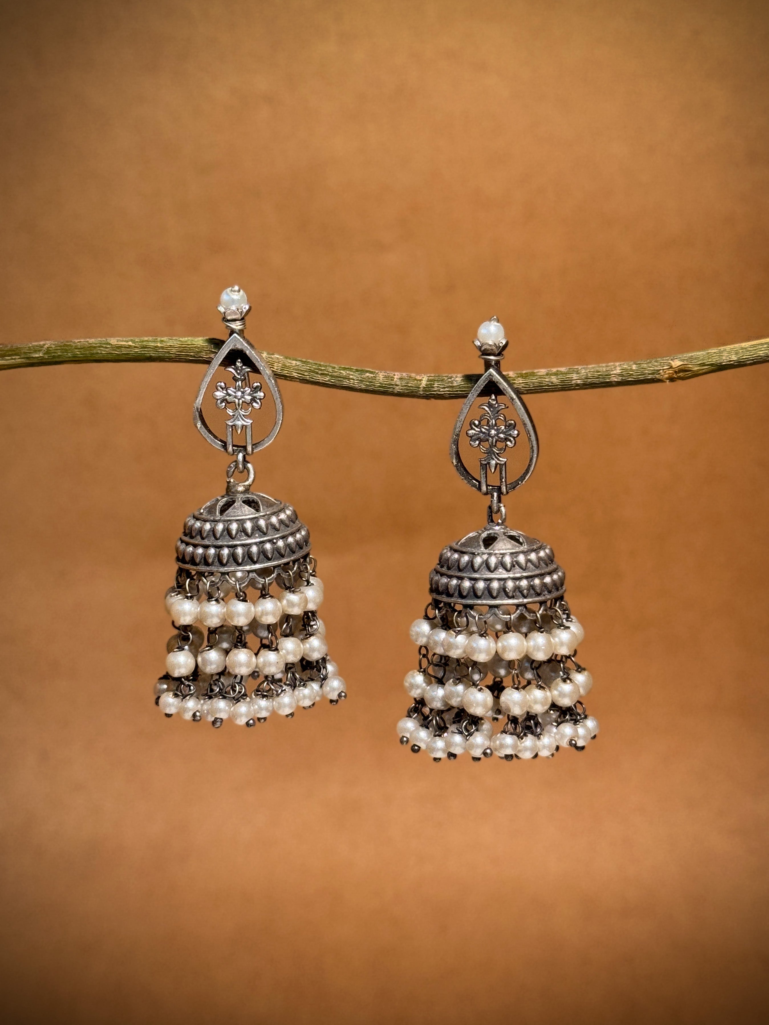 TWISHA OXIDISED JHUMKA EARRINGS