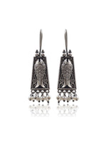 Load image into Gallery viewer, Pearl Aqua Silver Lookalike Dangler Earrings