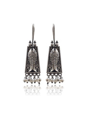 Pearl Aqua Silver Lookalike Dangler Earrings