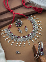 Load image into Gallery viewer, Mahi Celestial Leaf Pearl Jewellery Set