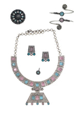 Load image into Gallery viewer, Niya Royalflash Oxidised Choker Jewellery Set Combo