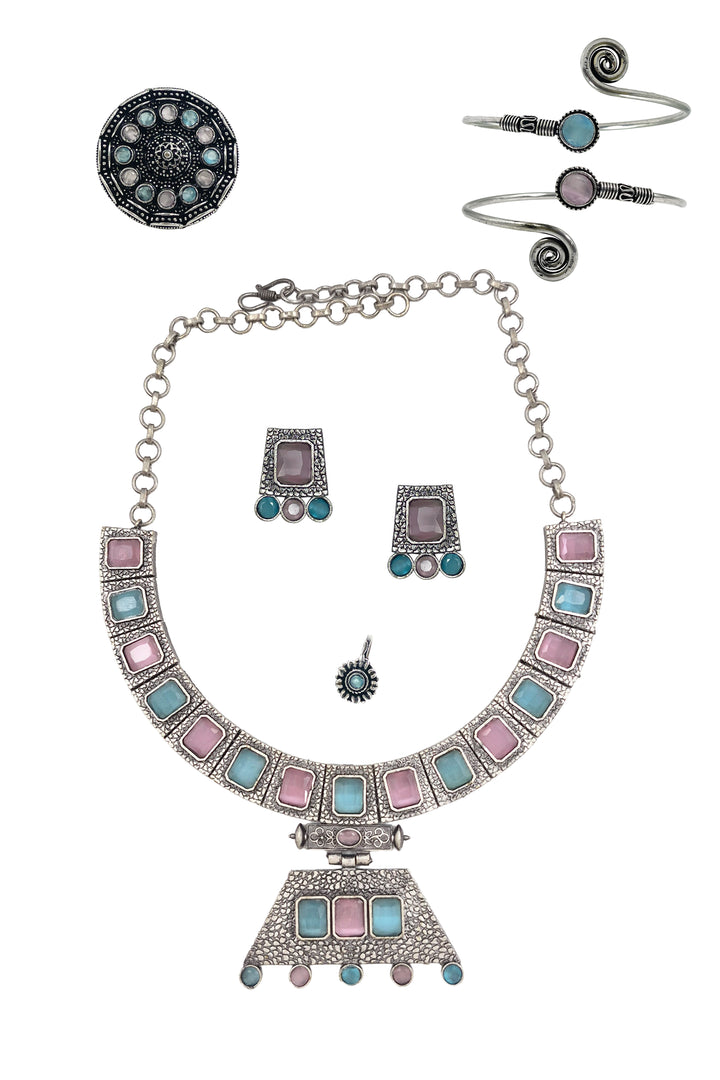 Niya Royalflash Oxidised Choker Jewellery Set Combo