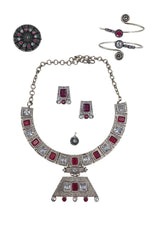 Load image into Gallery viewer, Niya Royalflash Oxidised Choker Jewellery Set Combo