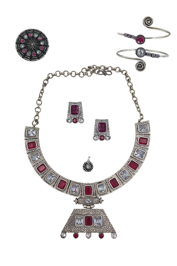Niya Royalflash Oxidised Choker Jewellery Set Combo