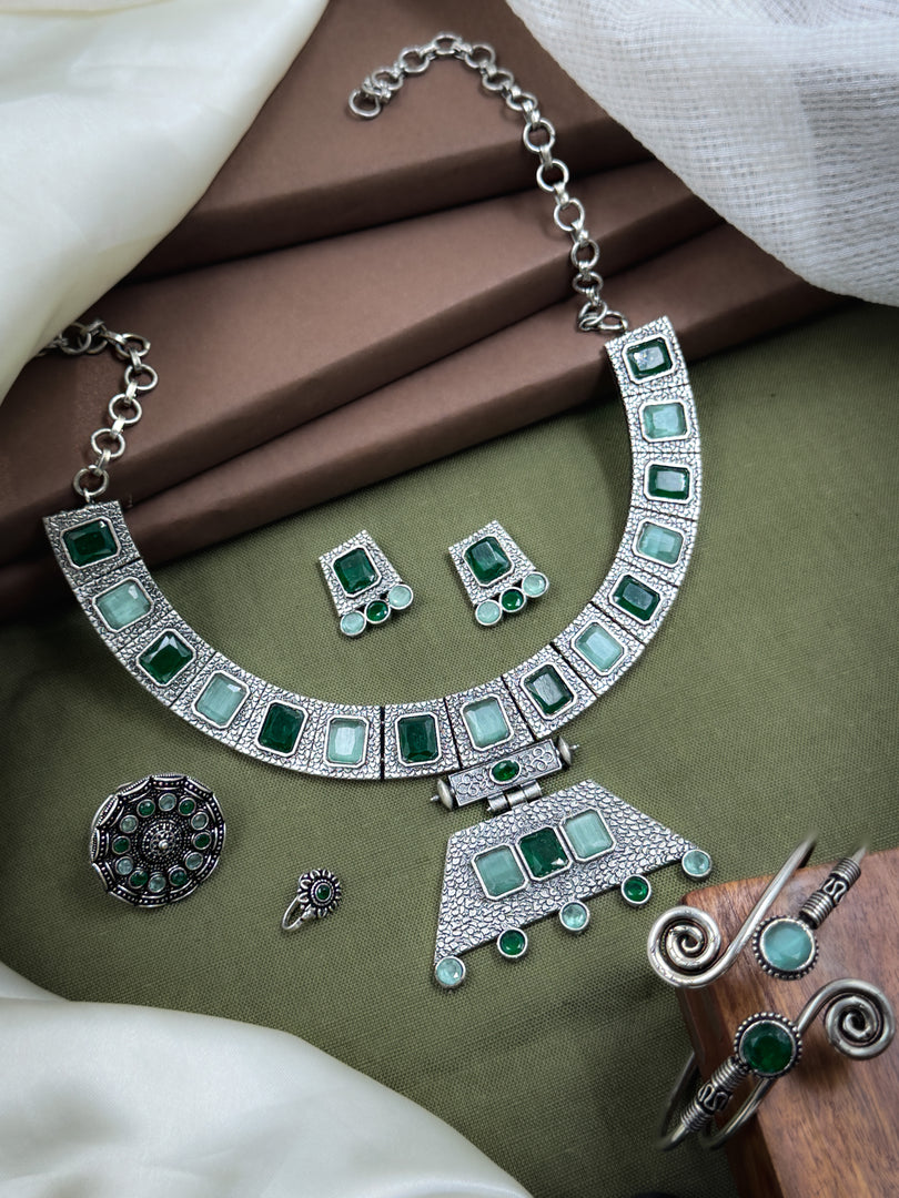 Niya Royalflash Oxidised Choker Jewellery Set Combo