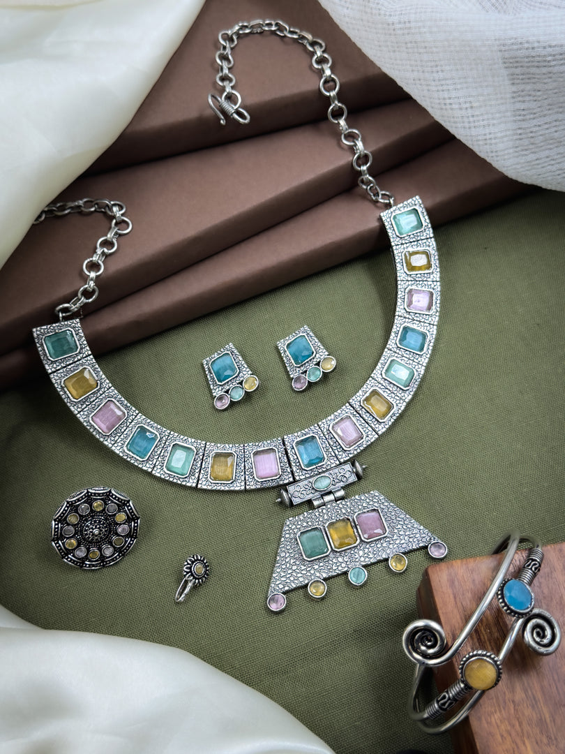 Niya Royalflash Oxidised Choker Jewellery Set Combo