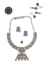 Load image into Gallery viewer, Niya Royalflash Oxidised Choker Jewellery Set Combo