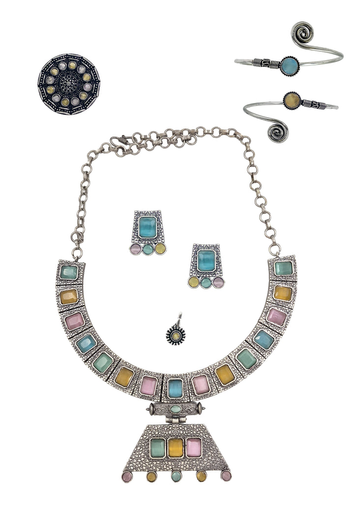 Niya Royalflash Oxidised Choker Jewellery Set Combo