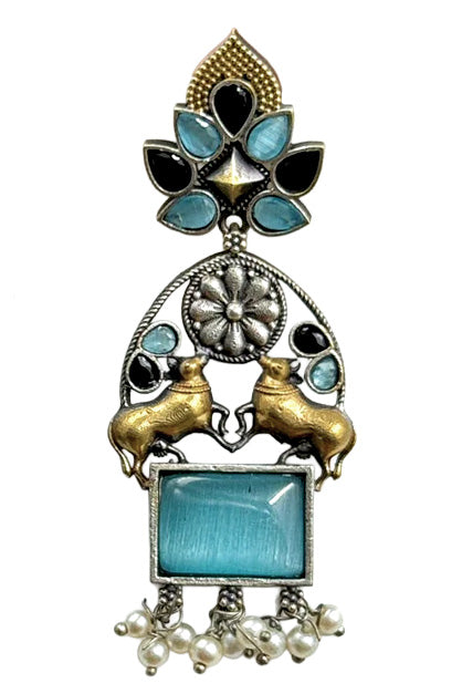 NANDI DUAL-TONE DANGLER EARRINGS