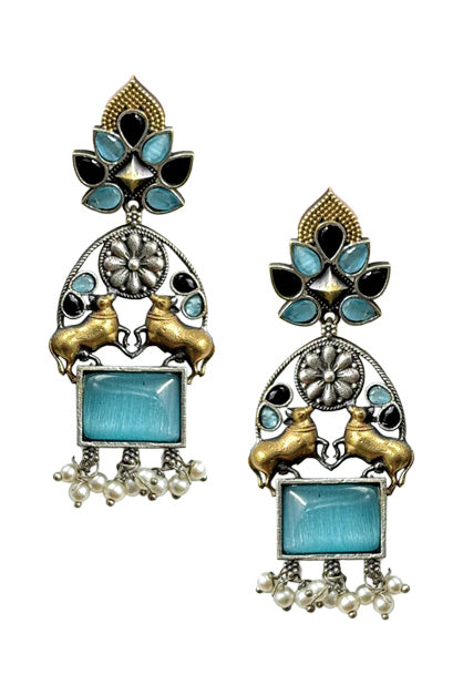 NANDI DUAL-TONE DANGLER EARRINGS
