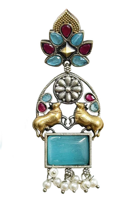 NANDI DUAL-TONE DANGLER EARRINGS