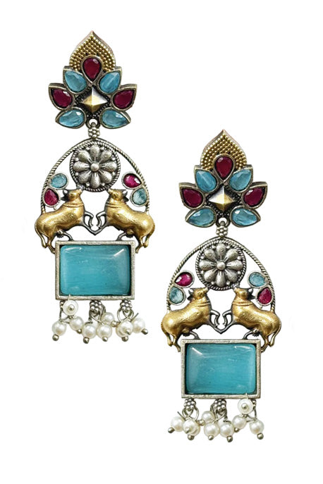 NANDI DUAL-TONE DANGLER EARRINGS