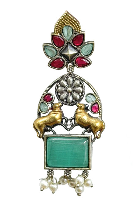 NANDI DUAL-TONE DANGLER EARRINGS