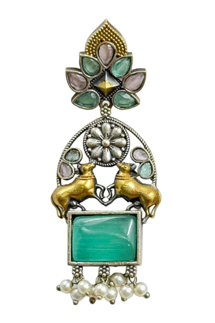 NANDI DUAL-TONE DANGLER EARRINGS