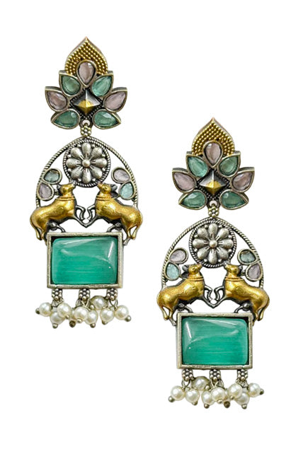 NANDI DUAL-TONE DANGLER EARRINGS