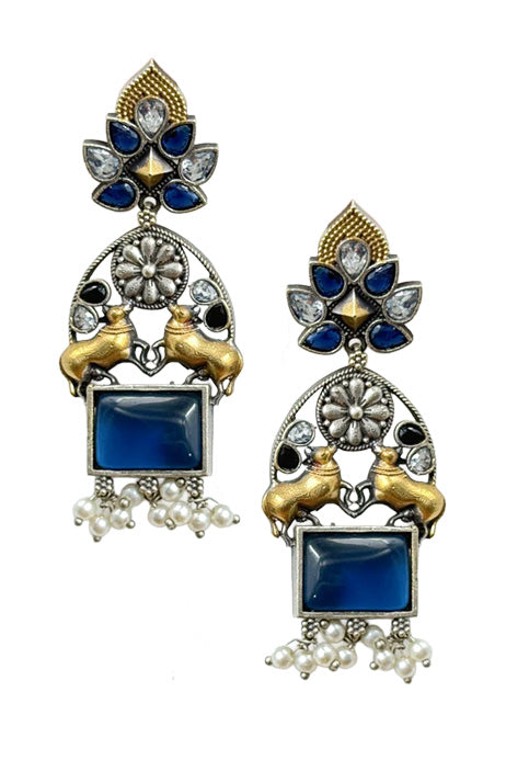 NANDI DUAL-TONE DANGLER EARRINGS