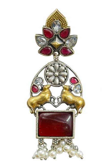 NANDI DUAL-TONE DANGLER EARRINGS