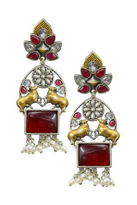 NANDI DUAL-TONE DANGLER EARRINGS