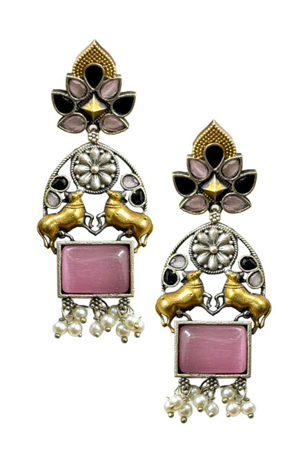 NANDI DUAL-TONE DANGLER EARRINGS