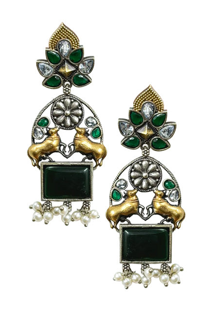 NANDI DUAL-TONE DANGLER EARRINGS