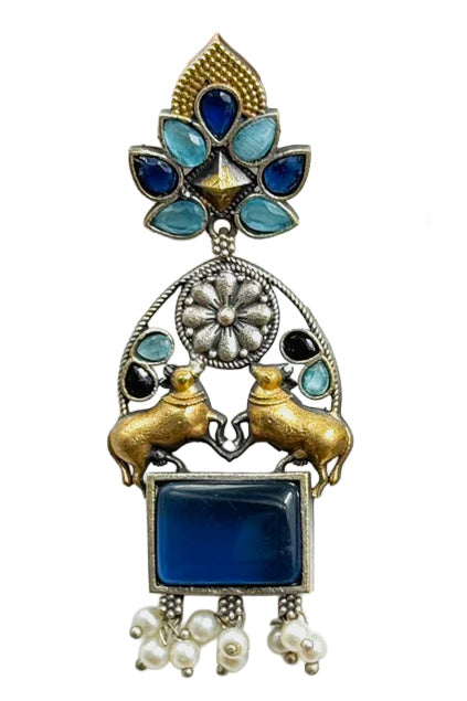NANDI DUAL-TONE DANGLER EARRINGS