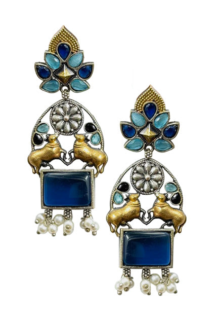 NANDI DUAL-TONE DANGLER EARRINGS
