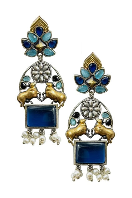 Nandi Dualtone Stone Earrings