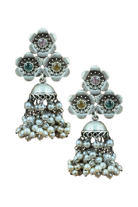 Charmi Jhumka Stone Earrings