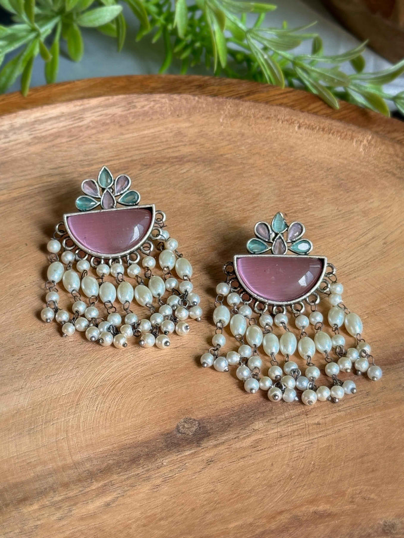 Mira Dangler Stone Earrings