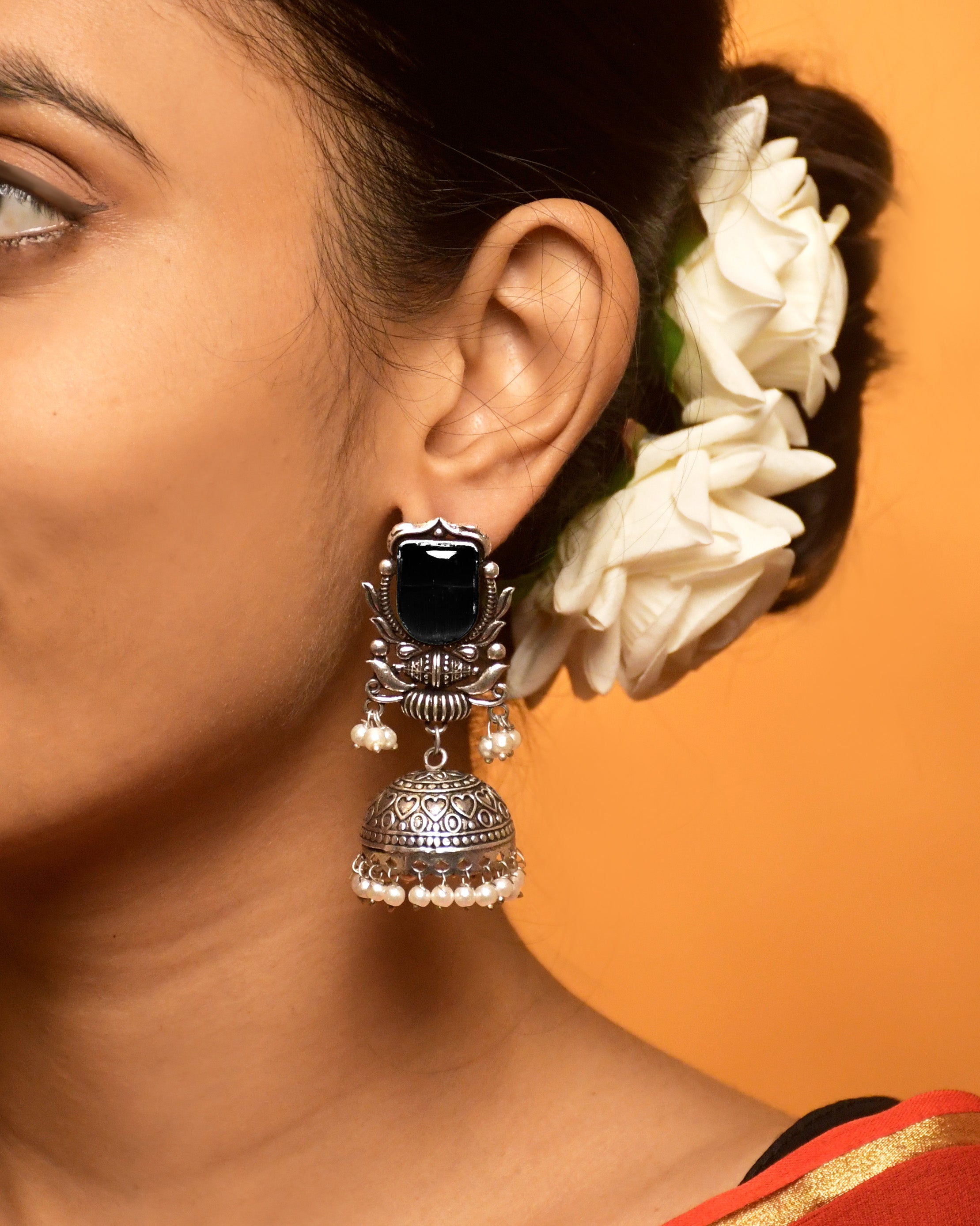 Ihana Oxidised Jhumka Earrings