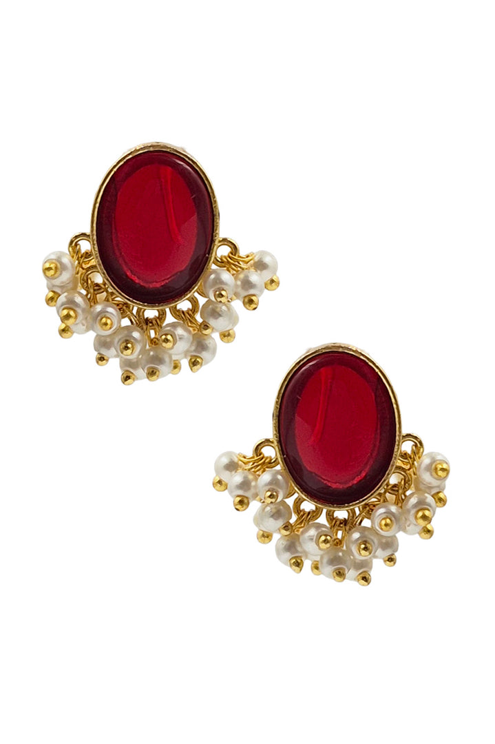 Roohi Golden Stud Earrings