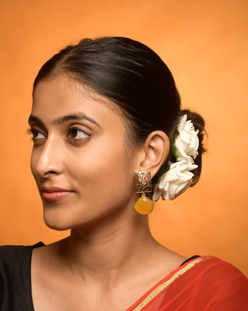 Mihira Golden Stone Earrings