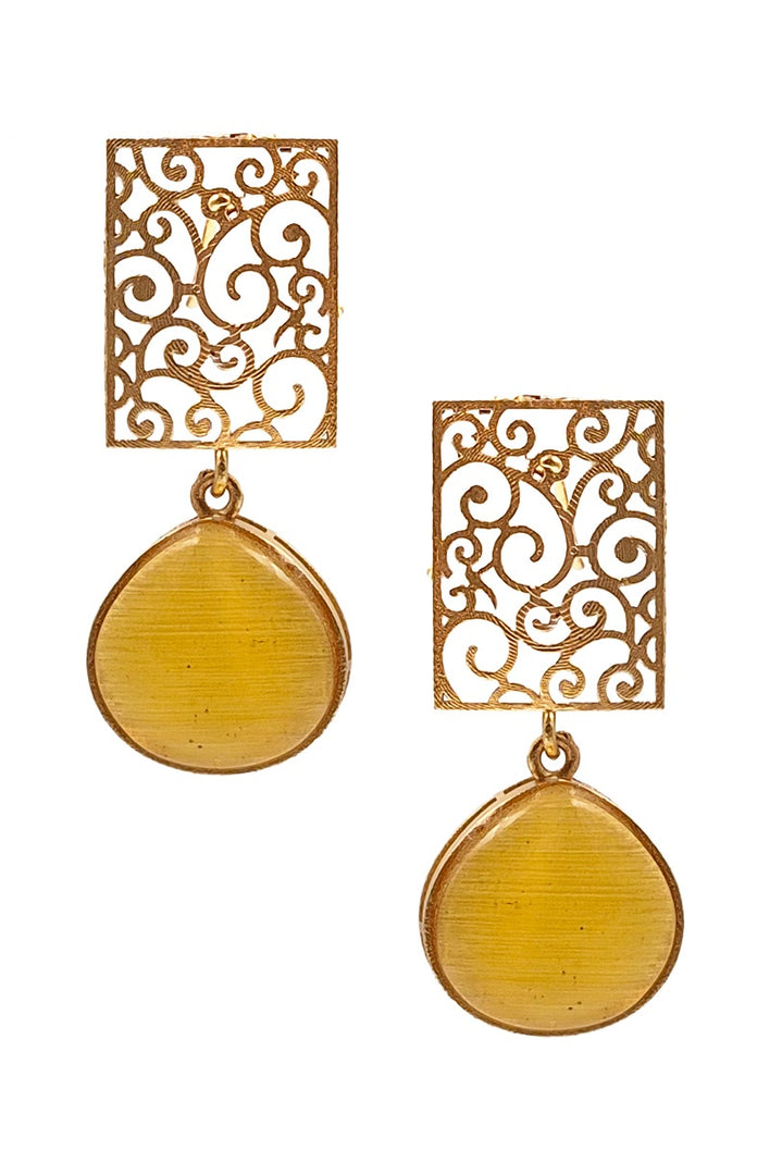 Mihira Golden Stone Earrings