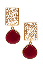 Load image into Gallery viewer, Mihira Golden Stone Earrings