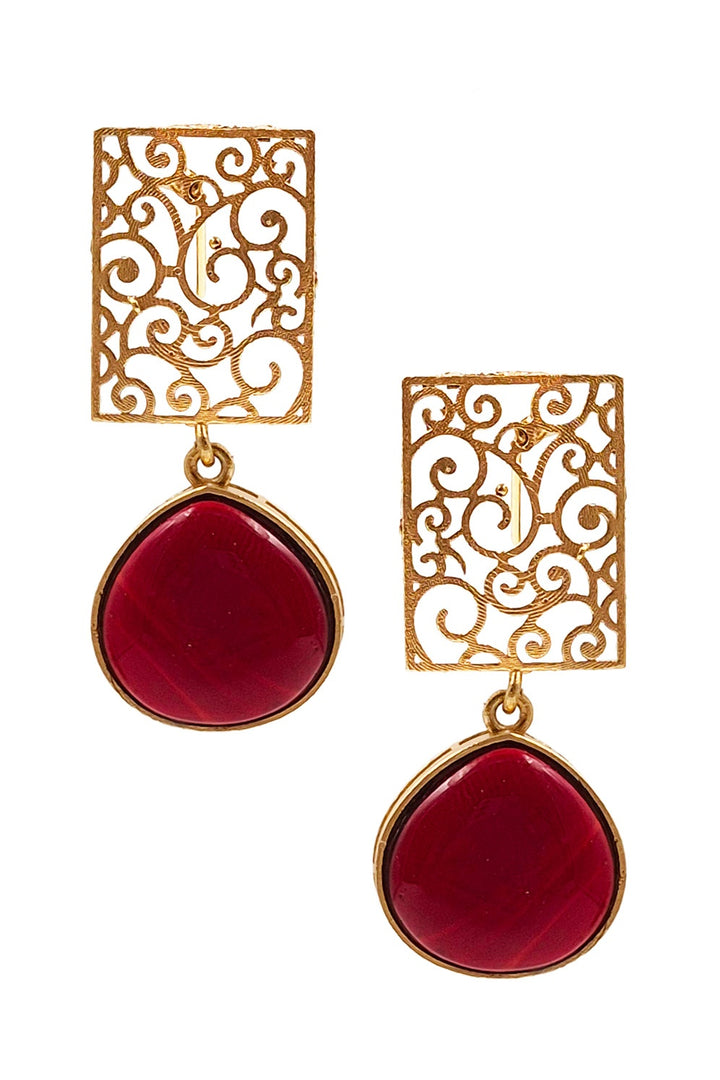 Mihira Golden Stone Earrings