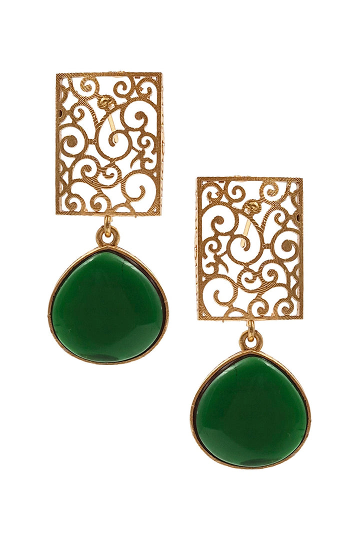 Mihira Golden Stone Earrings