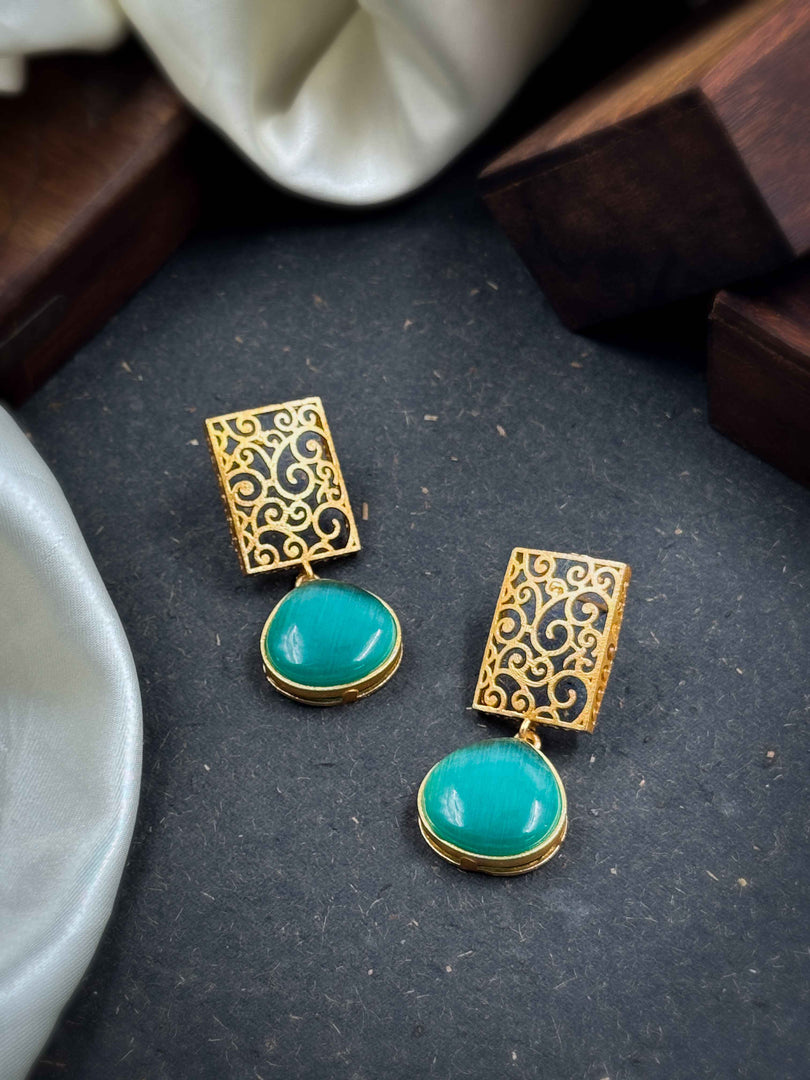 Mihira Golden Stone Earrings