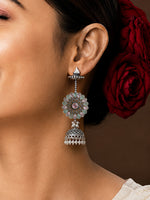 Load image into Gallery viewer, Roshani Jhumka Stone Earrings