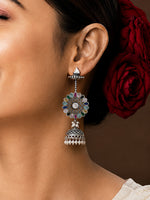 Load image into Gallery viewer, Roshani Jhumka Stone Earrings