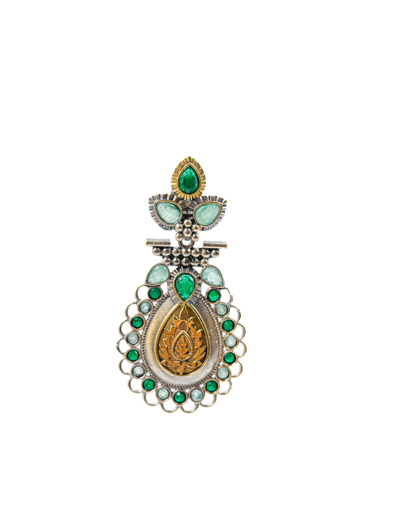Regal Bloom Dualtone Stone Earrings
