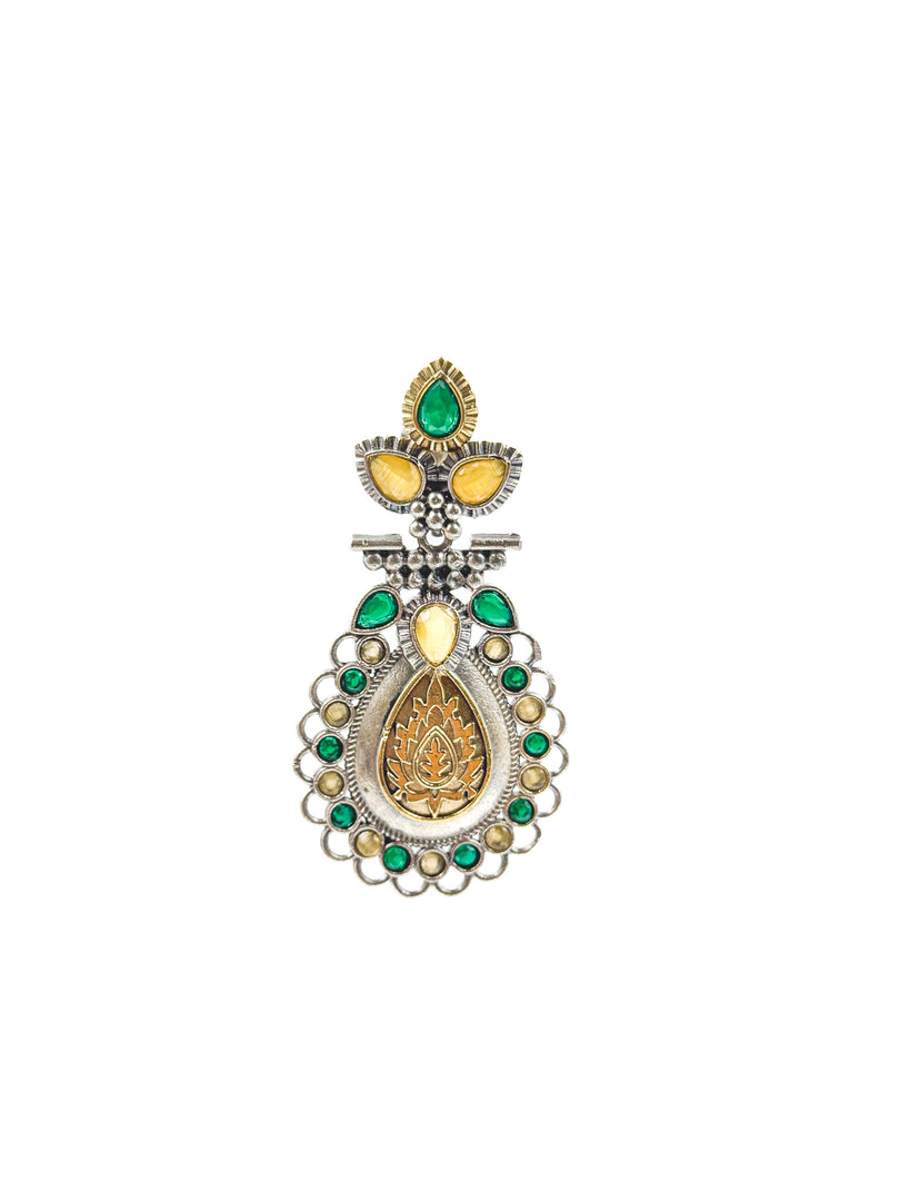 Regal Bloom Dualtone Stone Earrings