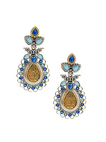 Load image into Gallery viewer, Regal Bloom Dualtone Stone Earrings
