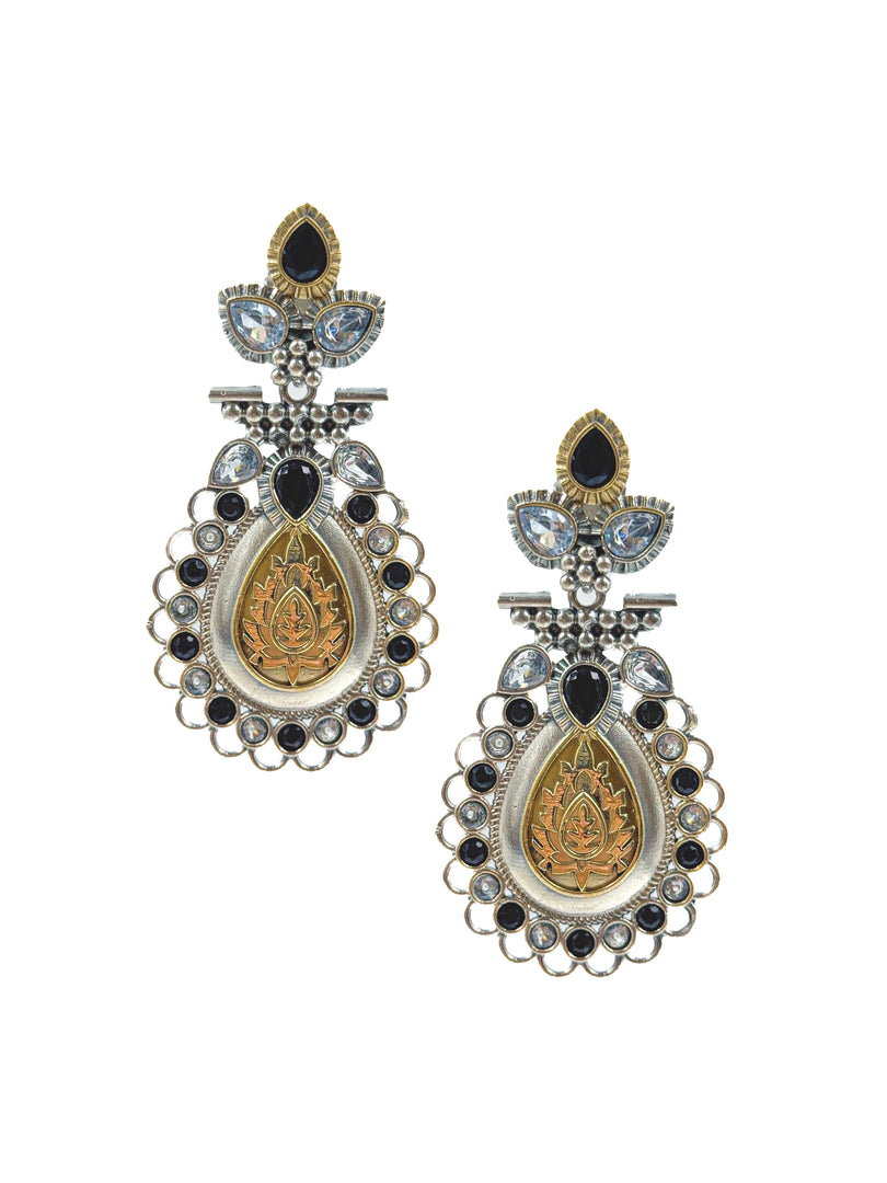 Regal Bloom Dualtone Stone Earrings