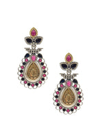 Load image into Gallery viewer, Regal Bloom Dualtone Stone Earrings