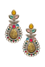 Load image into Gallery viewer, Regal Bloom Dualtone Stone Earrings