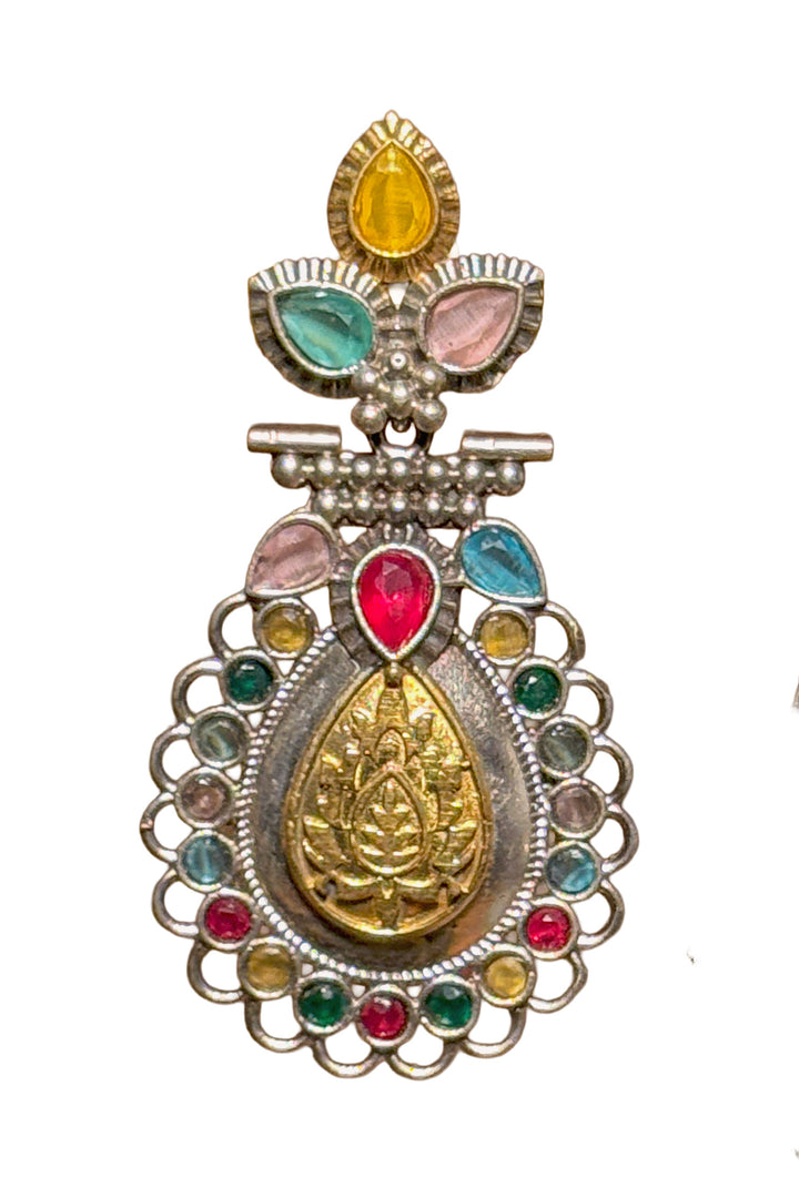 Regal Bloom Dualtone Stone Earrings