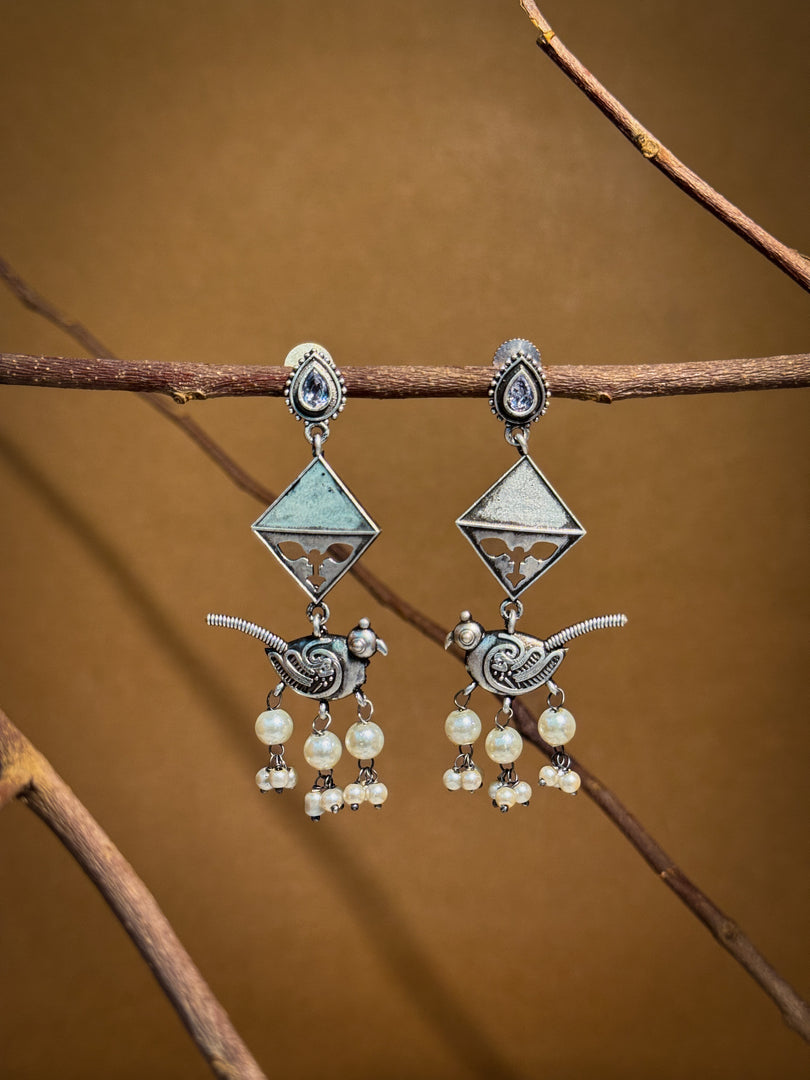 Parrot Dangler Stone Earrings
