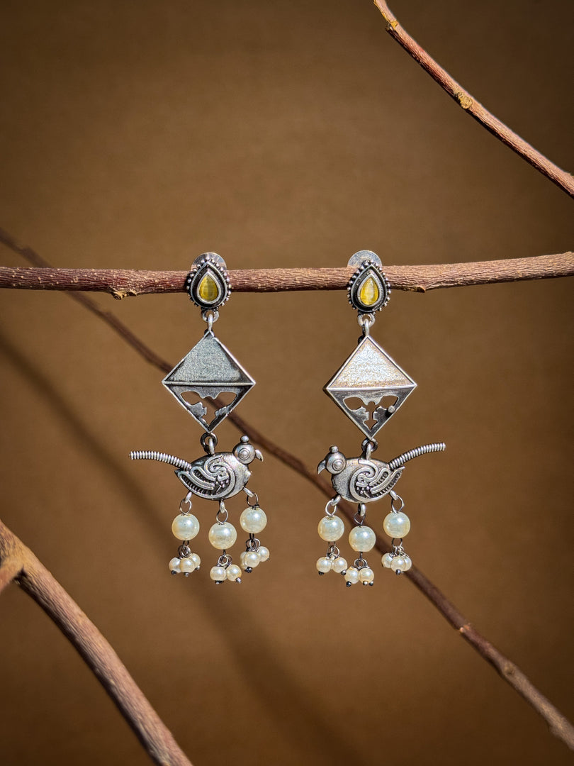 Parrot Dangler Stone Earrings