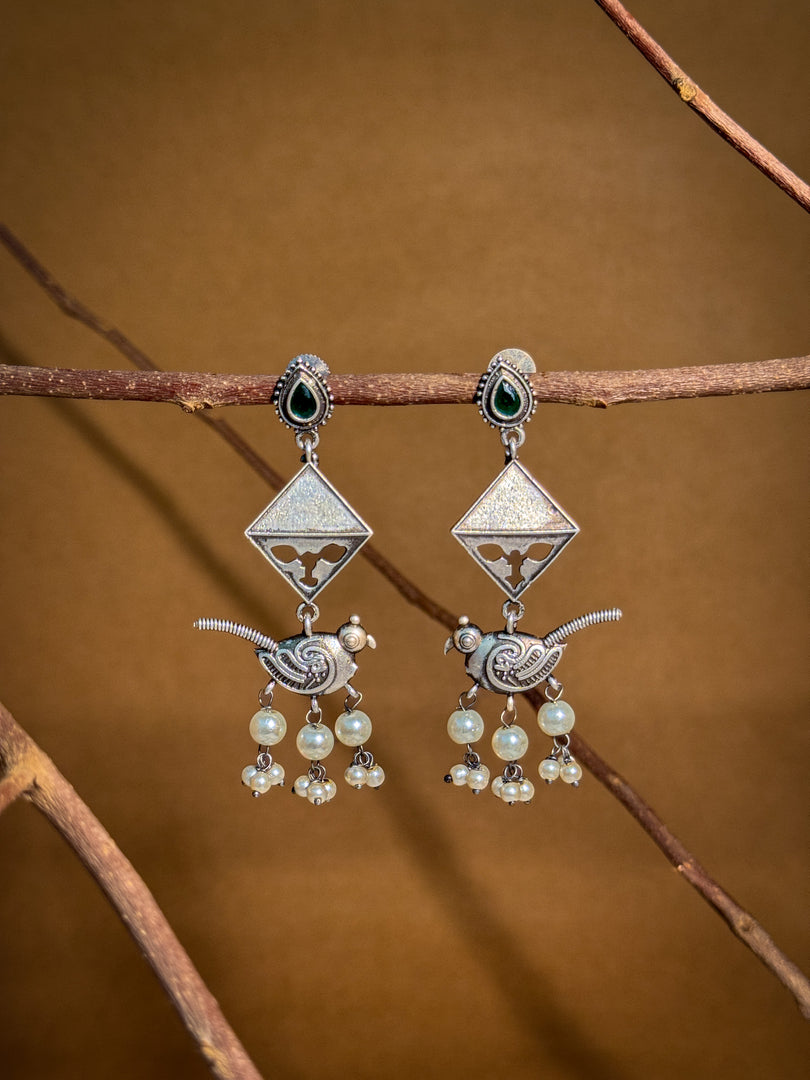 Parrot Dangler Stone Earrings