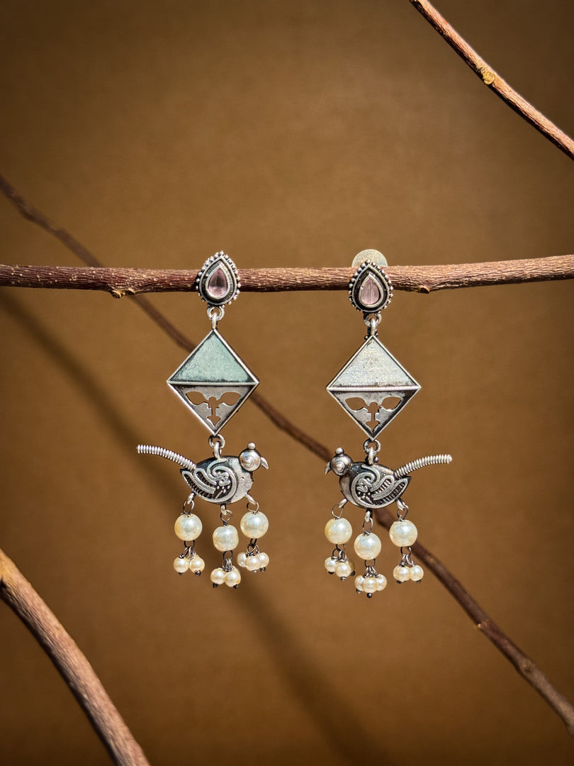 Parrot Dangler Stone Earrings